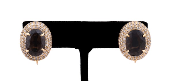 TOPAZ & DIAMOND 18K YELLOW GOLD EARRINGS