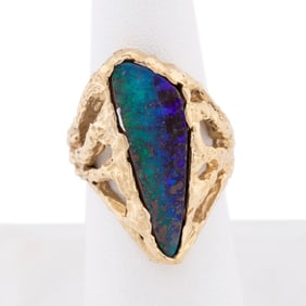 AZURITE 14K YELLOW GOLD NUGGET RING