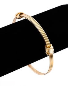 TWO KNOT ADJUSTABLE 14K YG BANGLE, ASPREY STYLE