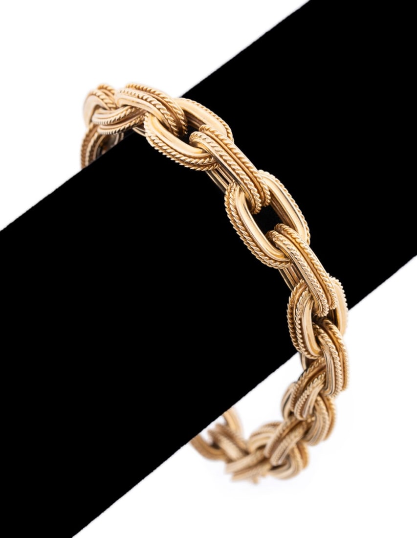 ITALIAN ROPE CHAIN LINK 14K YELLOW GOLD BRACELET (1 of 6)