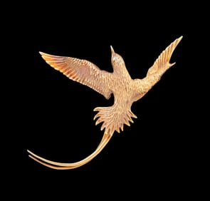 18K YELLOW GOLD PHOENIX PIN WITH A DIAMOND EYE