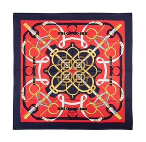 HERMES 'EPERON D'OR' SWORD MOTIF SILK SCARF