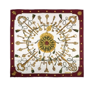 HERMES 'LES CLES' KEY MOTIF SILK SCARF