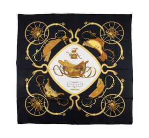 HERMES 'SPRINGS' CARRIAGE MOTIF SILK SCARF