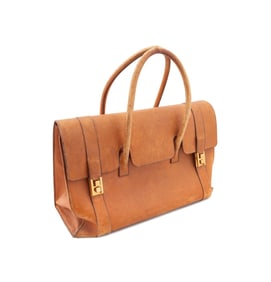 HERMES VINTAGE COGNAC LEATHER 'DRAG' BOX BAG