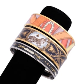 HERMES, THREE ENAMEL BANGLE BRACELETS