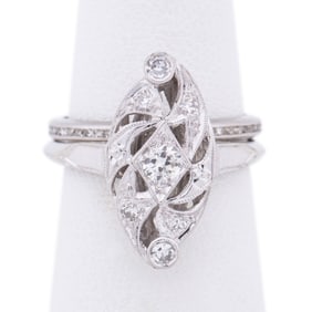 TWO DIAMOND RINGS, PLATINUM & 14K WHITE GOLD
