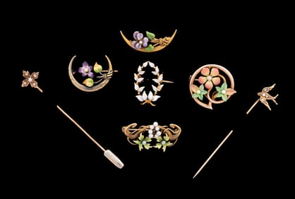 SEVEN 14K, 10K & PLATED YG STICK PINS & BROOCHES