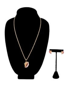 ENAMEL CONCH SHELL 14K YG EARRINGS & NECKLACE