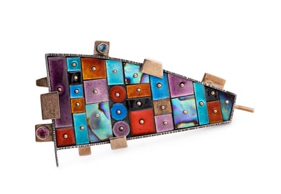EARL PARDON MODERNIST COLLAGE ENAMEL PIN, NO. 1651