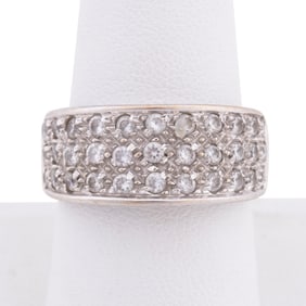 COLORLESS SIMULANT 18K YELLOW & WHITE GOLD RING