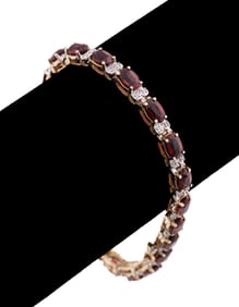 GARNET & DIAMOND 14K BRACELET