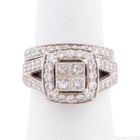 DIAMOND 14K WG WEDDING RING SET