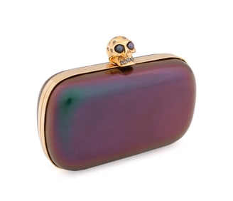 ALEXANDER MCQUEEN OIL SLICK SKULL BOX CLUTCH