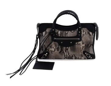 BALENCIAGA PYTHON & LEATHER CLASSIC 'CITY' BAG