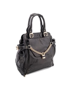 CHLOE BLACK LEATHER PADDINGTON CHAIN BAG