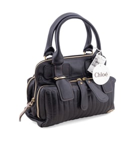 CHLOE BLACK QUILTED LEATHER LARGE 'BAY' TOTE