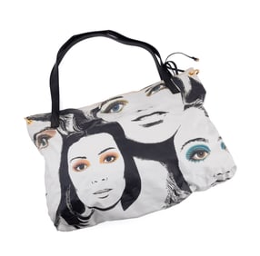 JIMMY CHOO CANVAS FACES LARGE TOTE BAG
