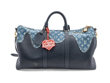 LOUIS VUITTON X NIGO 'DENIM DRIP' KEEPALL DUFFLE