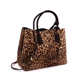 PRADA CALF HAIR CAVALLINO LEOPARD PRINT TOTE