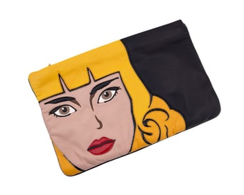 PRADA LIMITED EDITION LEATHER POP GIRL FACE CLUTCH