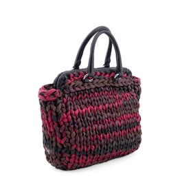 PRADA MULTICOLOR NAPA LEATHER KNIT SHOPPER TOTE