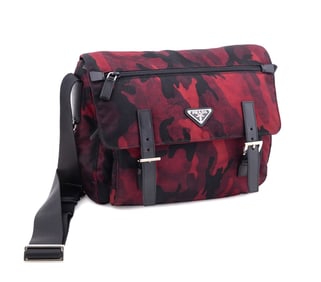 PRADA TESSUTO NYLON CAMOUFLAGE FLAP MESSENGER BAG