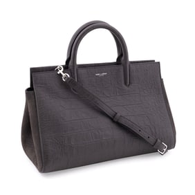 SAINT LAURENT CROC EMBOSSED LEATHER CABAS BAG