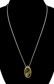 ENAMEL & TOPAZ PENDANT NECKLACE