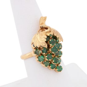 EMERALD CLUSTER 18K YELLOW GOLD RING