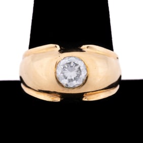 COLORLESS SOLITAIRE STONE RING SET IN 14K YG