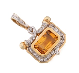 CITRINE & DIAMOND 14K PENDANT