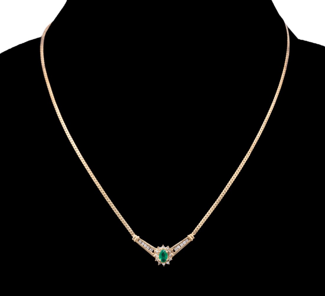EMERALD & DIAMOND 10K YG NECKLACE (1 of 12)