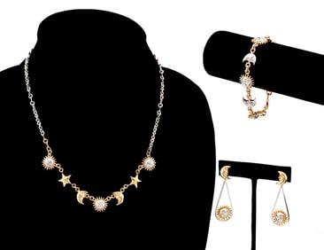 SERGIO BUSTAMANTE, THREE PIECE 'SUN & MOON' PARURE