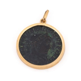 ANCIENT COIN PENDANT, 18K YELLOW GOLD BEZEL