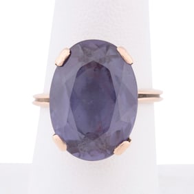 SYNTHETIC COLOR CHANGE SAPPHIRE 14K RING