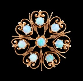 14K YELLOW GOLD & OPAL BURST PIN