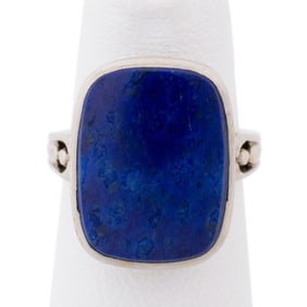 VINTAGE LAPIS LAZULI 18K WHITE GOLD RING