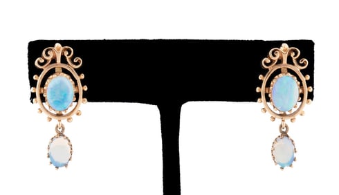 14K YELLOW GOLD & OPAL EARRINGS