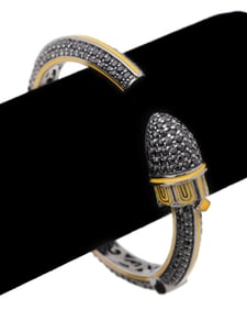 MCL DESIGN, ENAMEL & SPINEL ENCRUSTED 925 BRACELET