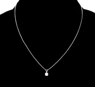 DIAMOND SOLITAIRE 14K PENDANT W/ CHAIN