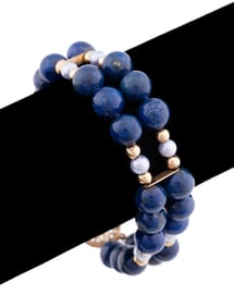LAPIS 14K DOUBLE STRAND BEADED BRACELET