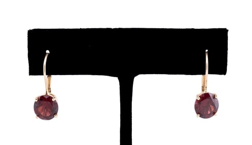 GARNET SOLITAIRE 14K EARRINGS