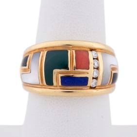 ASCH GROSSBARDT DIAMOND INLAID 14K RING