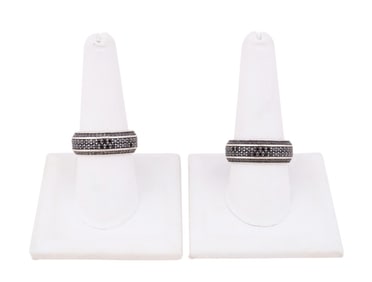 DAVID YURMAN, 2 BLACK DIAMOND STERLING BANDS