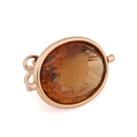 ANTIQUE HERMES INTAGLIO CITRINE WATCH FOB