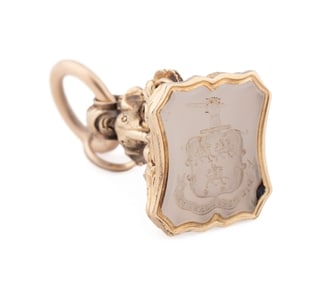 ANTIQUE ELEPHANT & INTAGLIO ONYX WATCH FOB