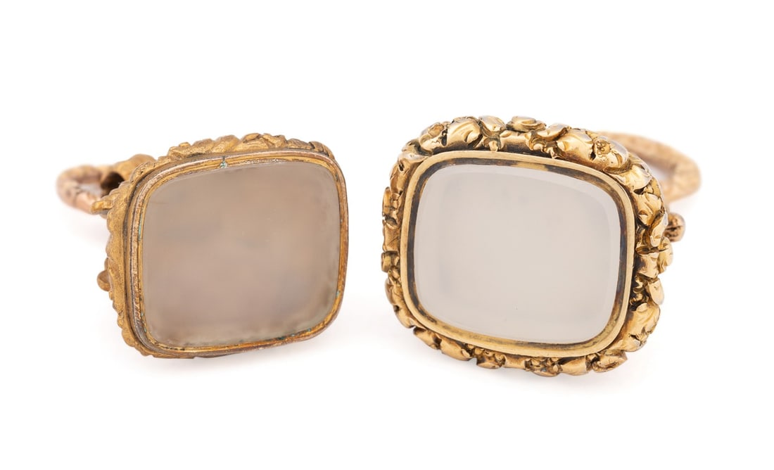 TWO QUARTZ ORNATE & SCROLLED WATCH FOBS (1 of 7)