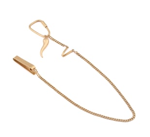 18K YELLOW GOLD POCKET WATCH CHAIN & PENDANT FOB