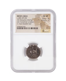 ANCIENT COIN SICILY, GELA 490-475 BC, NGC GRADED